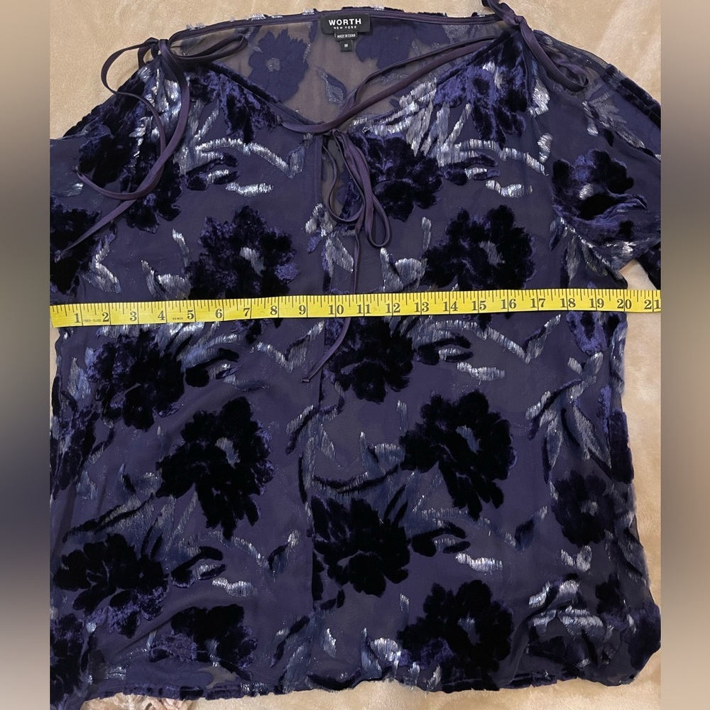 Worth Purple Floral Blouse size M - Picture 8 of 16